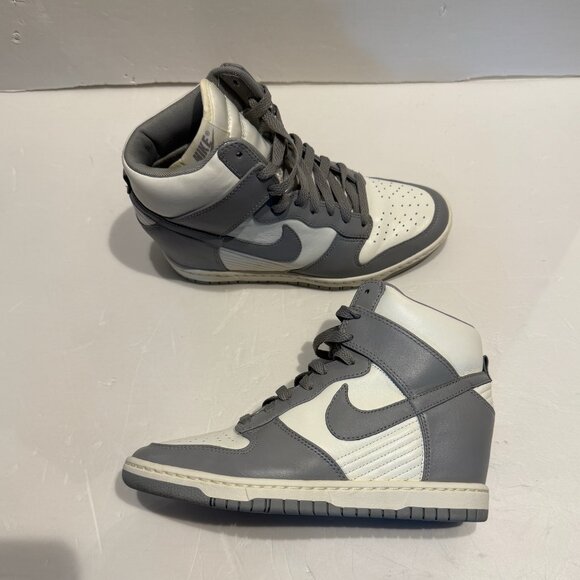 Nike Dunk Sky Hi Hidden Wedge Women Size 8.5 Original Box RARE White Gray Sail - Picture 1 of 14